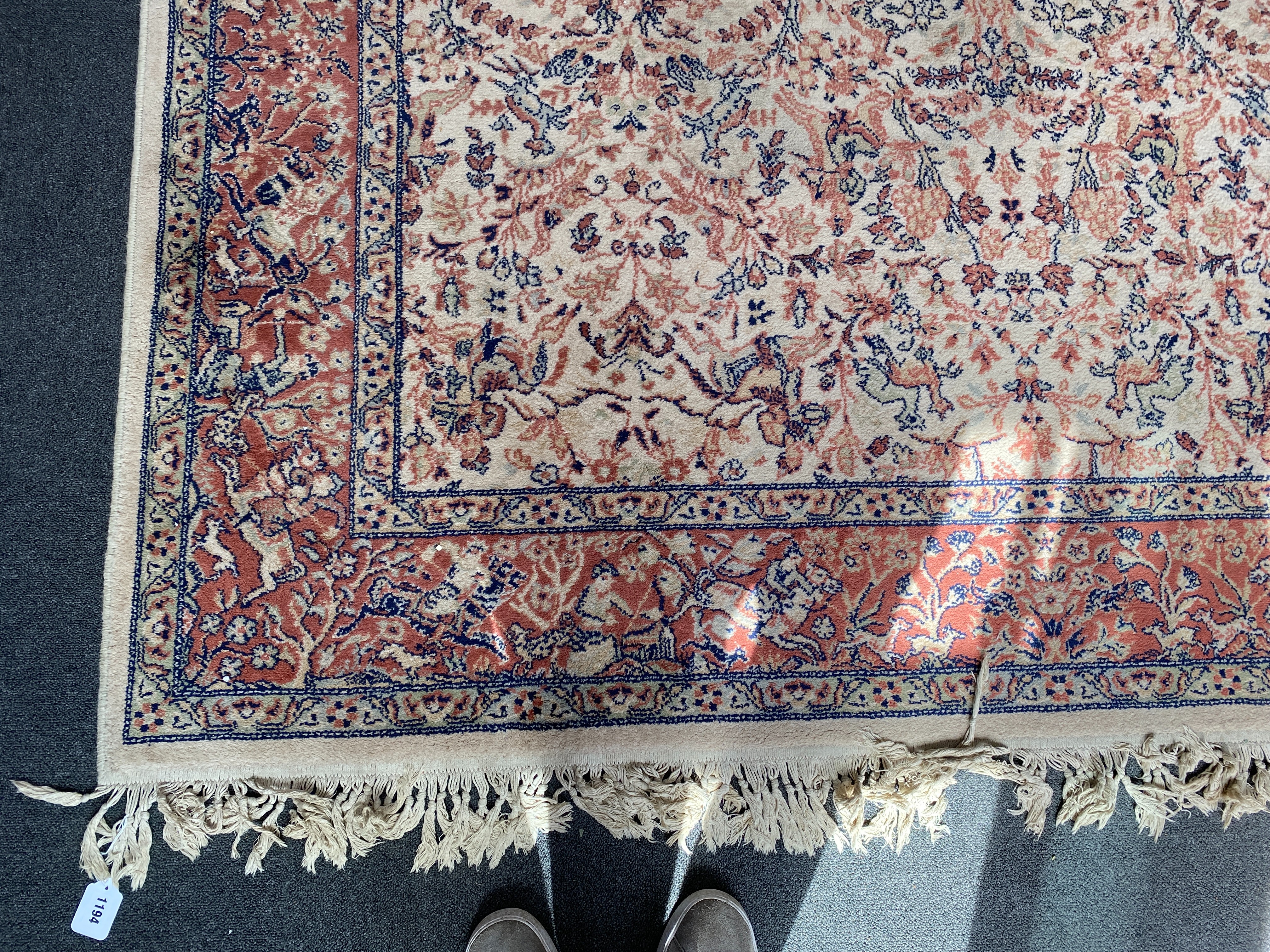 A Kashan ivory ground pictorial carpet, 296 x 200cm